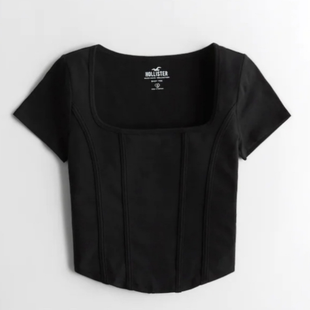 Hollister Black Fitted Crop T-Shirt